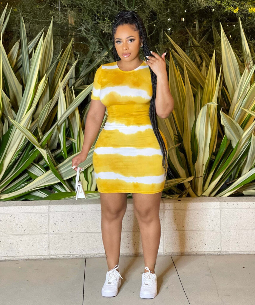 Plus Size Women Clothing Internet Celebrity Type Classic Tie Dye Printed Sheath Dress - Image 3