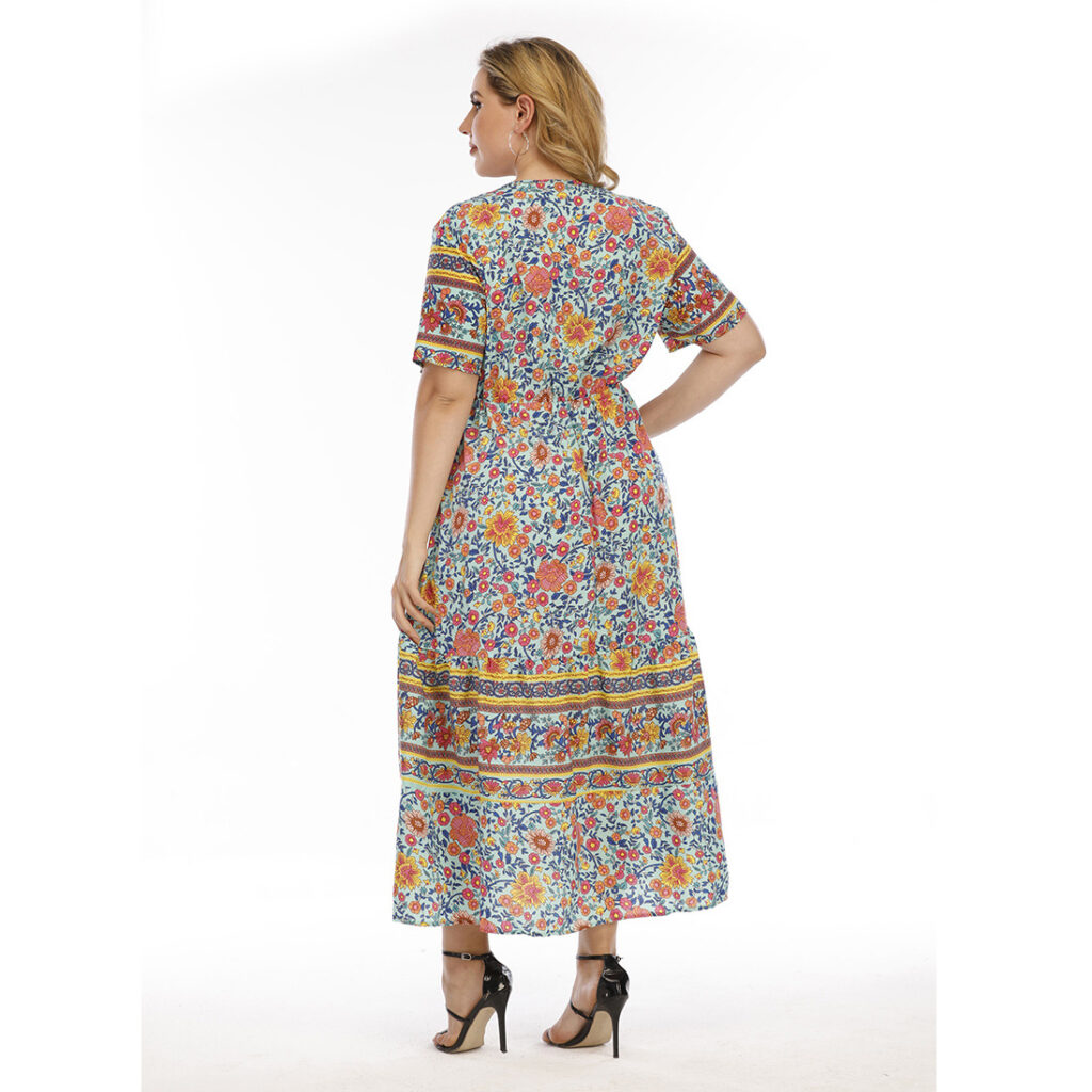 Plus Size Bohemian  Dress Wearable Lace Patchwork Maxi Dress - Image 2