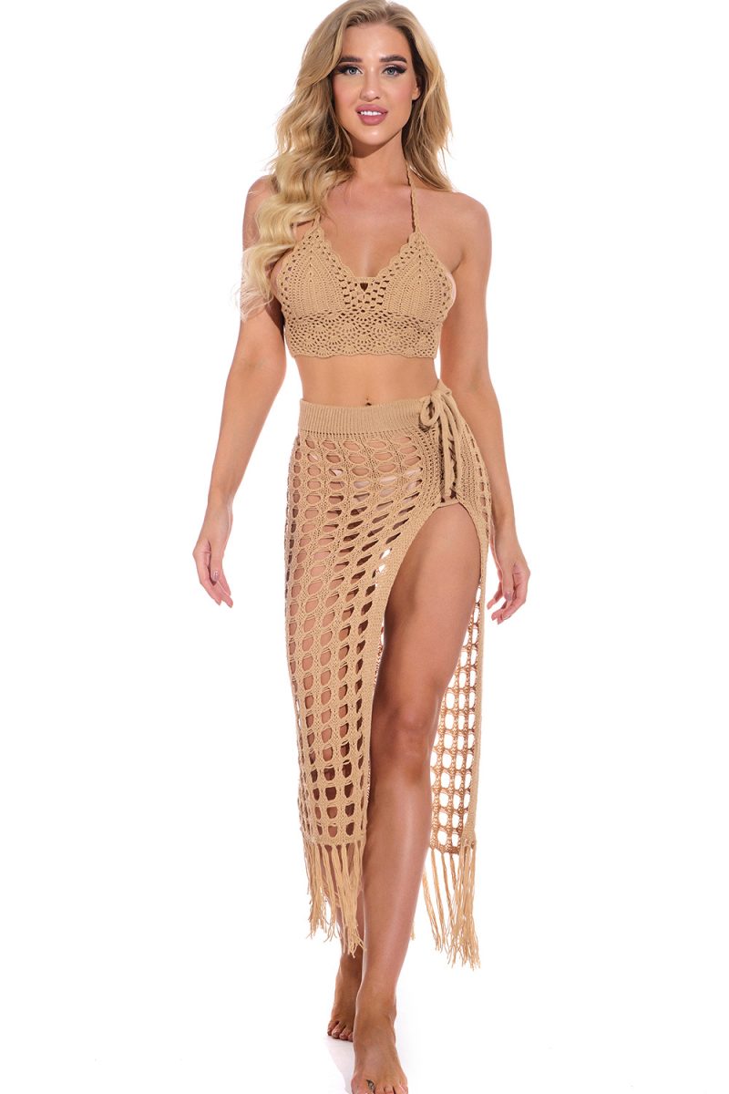 See-through Split Beach Sun Protection Women Knit Skirt Skirt - Image 3
