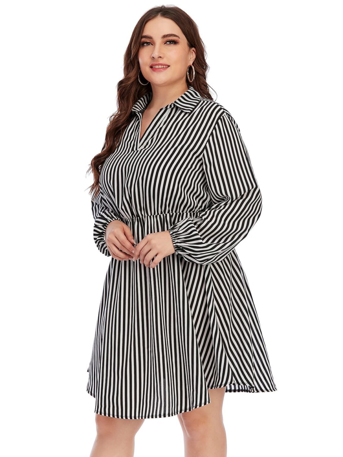 Plus Size Women Clothing Arrival Best-Selling Loose Fashion Striped Dress - Image 2