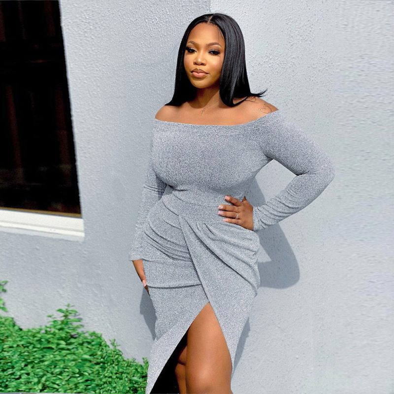 Sexy Long Sleeve Slim Knit Dress - Image 3
