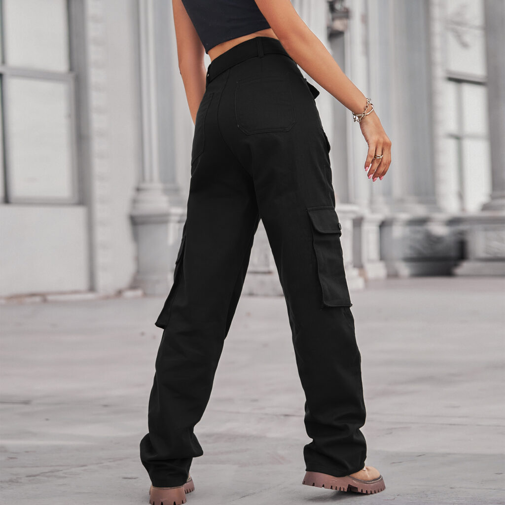 Washed Denim Multi-Pocket Heavy Industry Casual Working Pants Trousers - Image 4