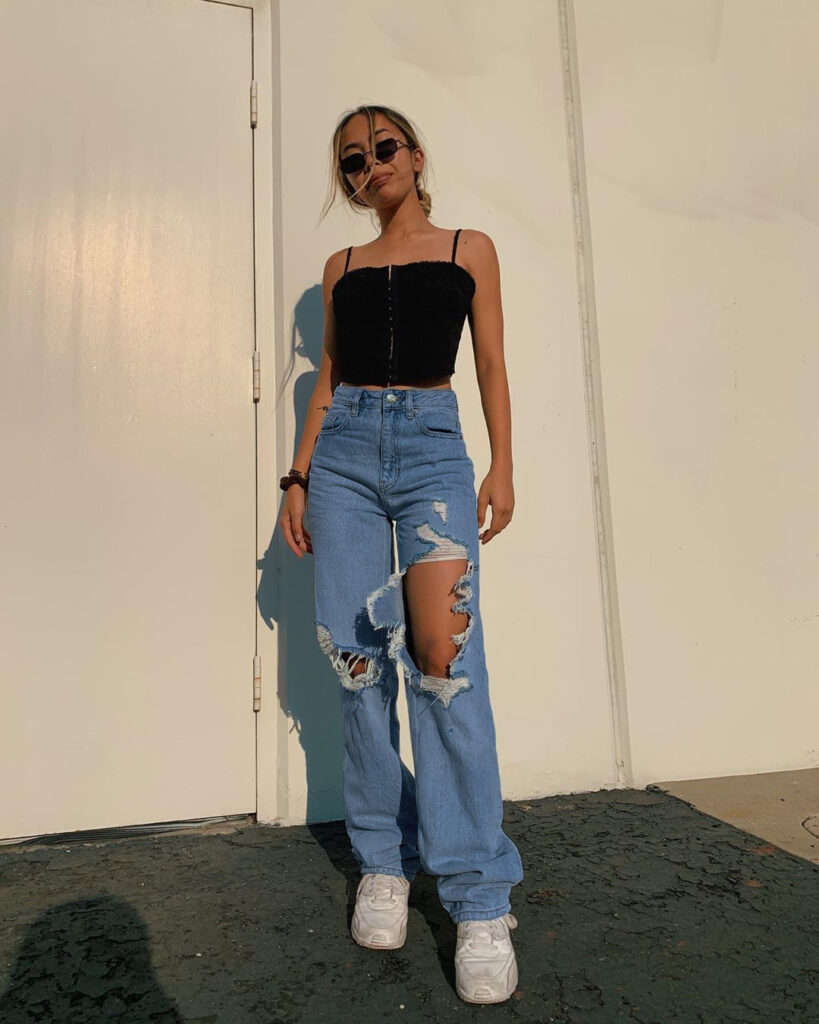 Summer Loose Personality Ripped Straight Casual Pants Jeans for Women - Image 3