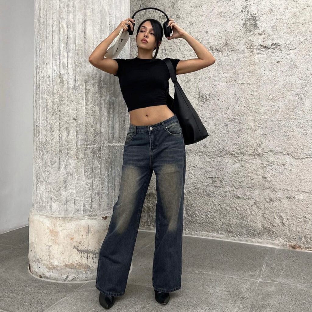 High Street Vibe Retro Distressed Straight-Leg Pants Women Loose   Slimming Wide Leg Denim Trousers - Image 4