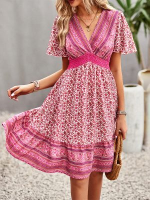 Floral Dress Summer Bohemian Casual Vacation Midi Dress