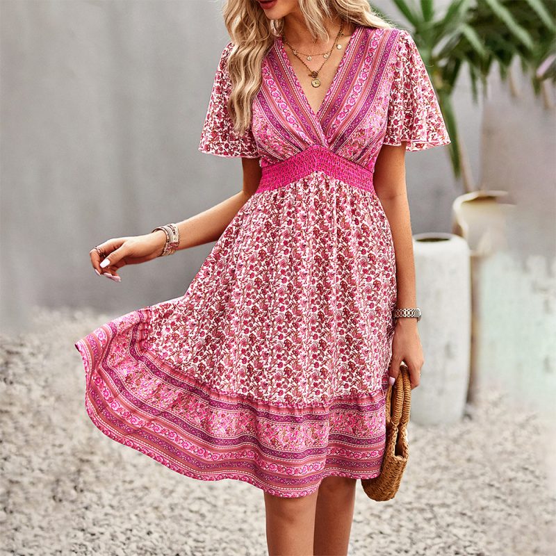 Floral Dress Summer Bohemian Casual Vacation Midi Dress