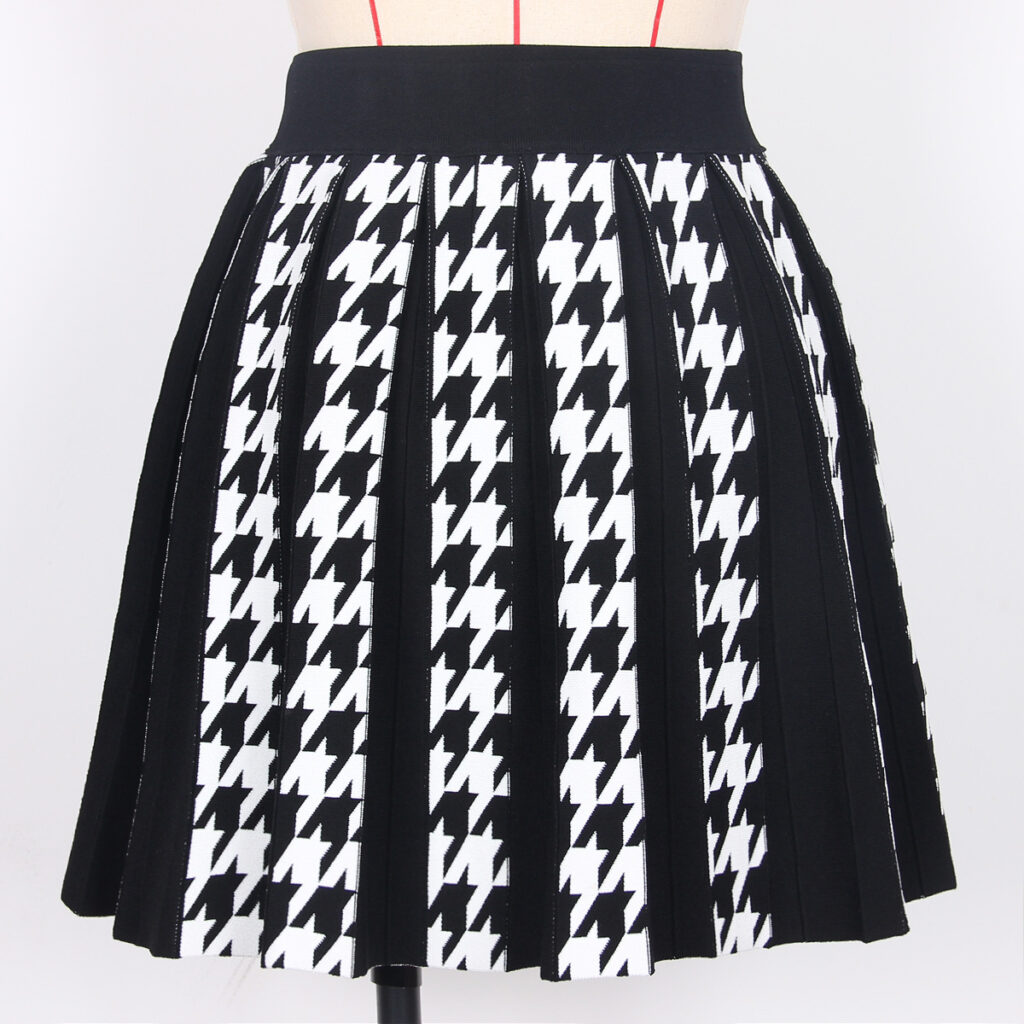 Spring Summer Simple Elegant High Quality Knitted Houndstooth Little Short Dress Internet Celebrity A  line Skirt - Image 3