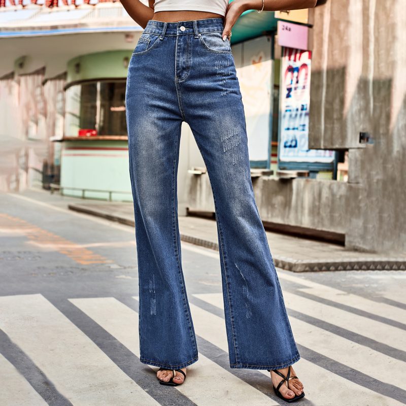 All Match Mid Waist Washed Skinny Denim Pants Casual Pants Women - Image 4