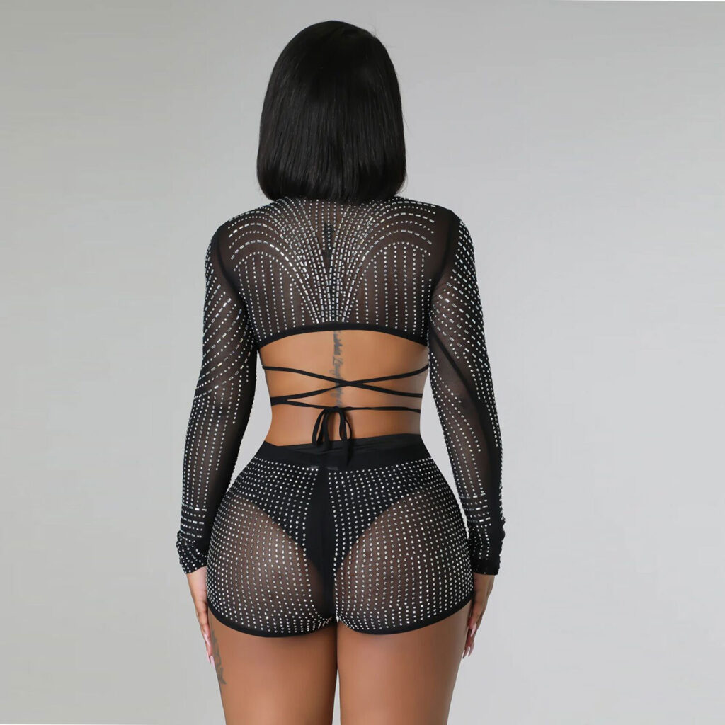 Sexy Drilling Two Piece Set Nightclub Uniforms - Image 2