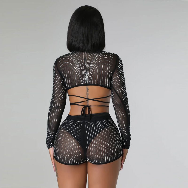 Sexy Drilling Two Piece Set Nightclub Uniforms - Image 2