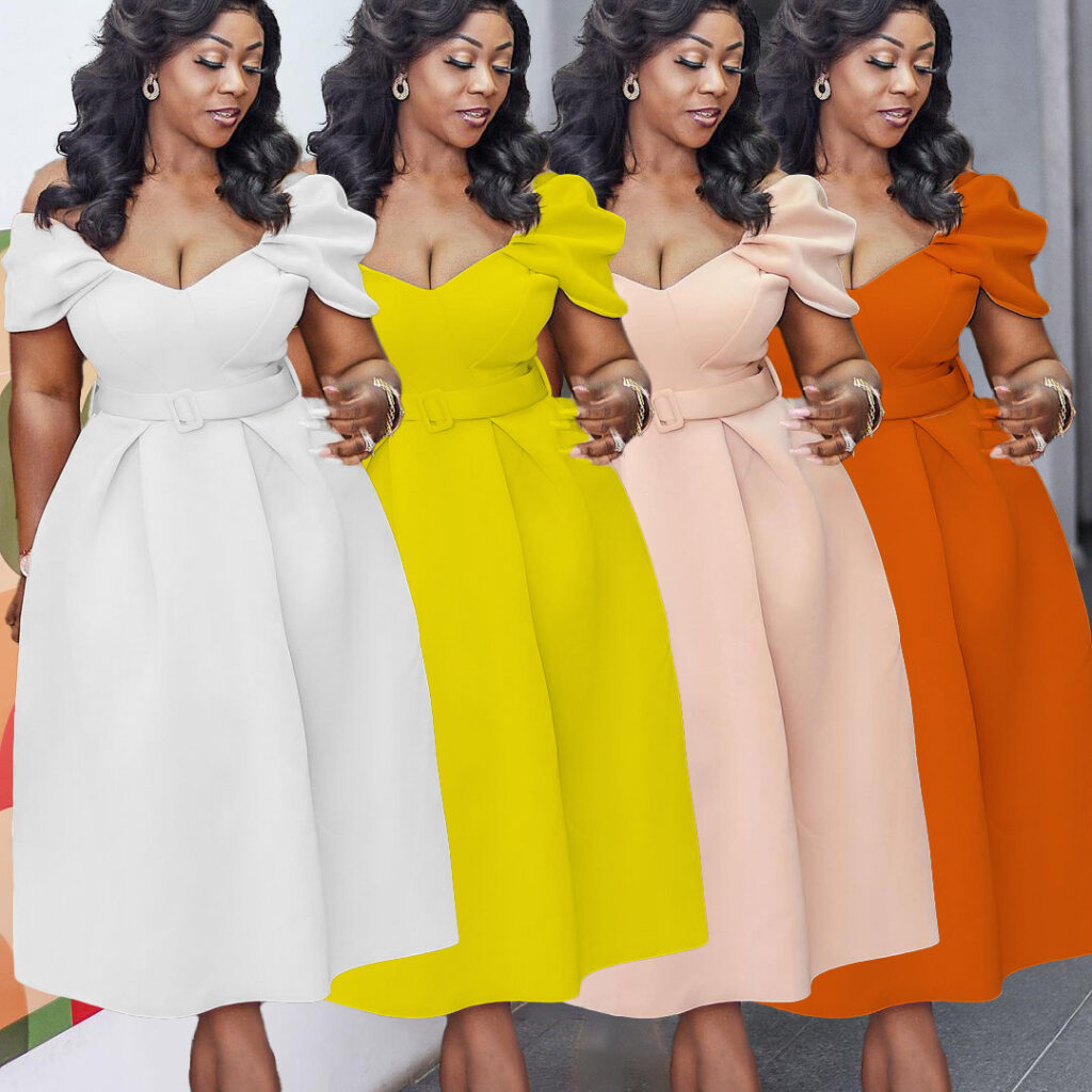 Plus Size Summer Elegant High Waist Big Swing Cocktail Evening Dress  Formal Dress - Image 4