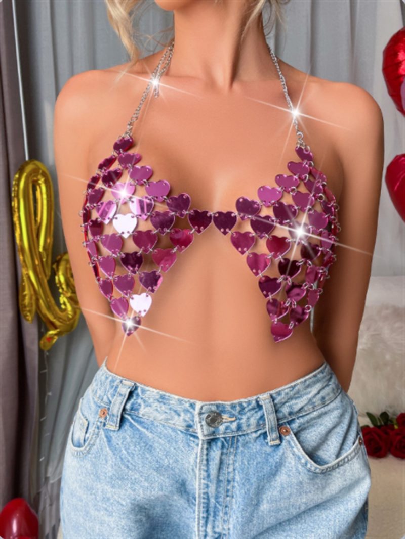 Sexy Acrylic Heart Shape Mirror Surface Vest - Image 2