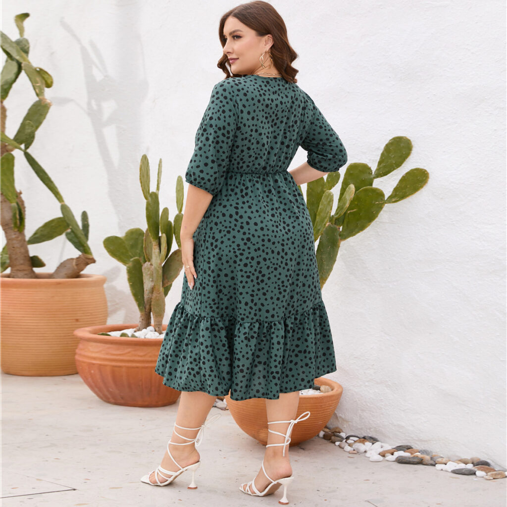 Plus Size Dress Women Clothing Leopard Print Ruffle Dress - Image 5
