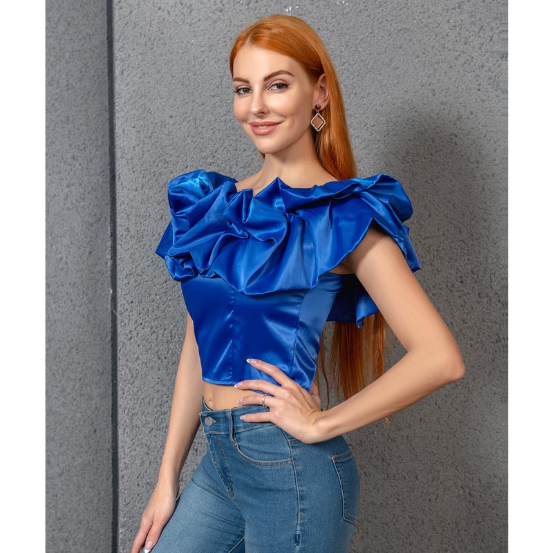 Women Bubble Ruffle Top Summer Women - Image 2