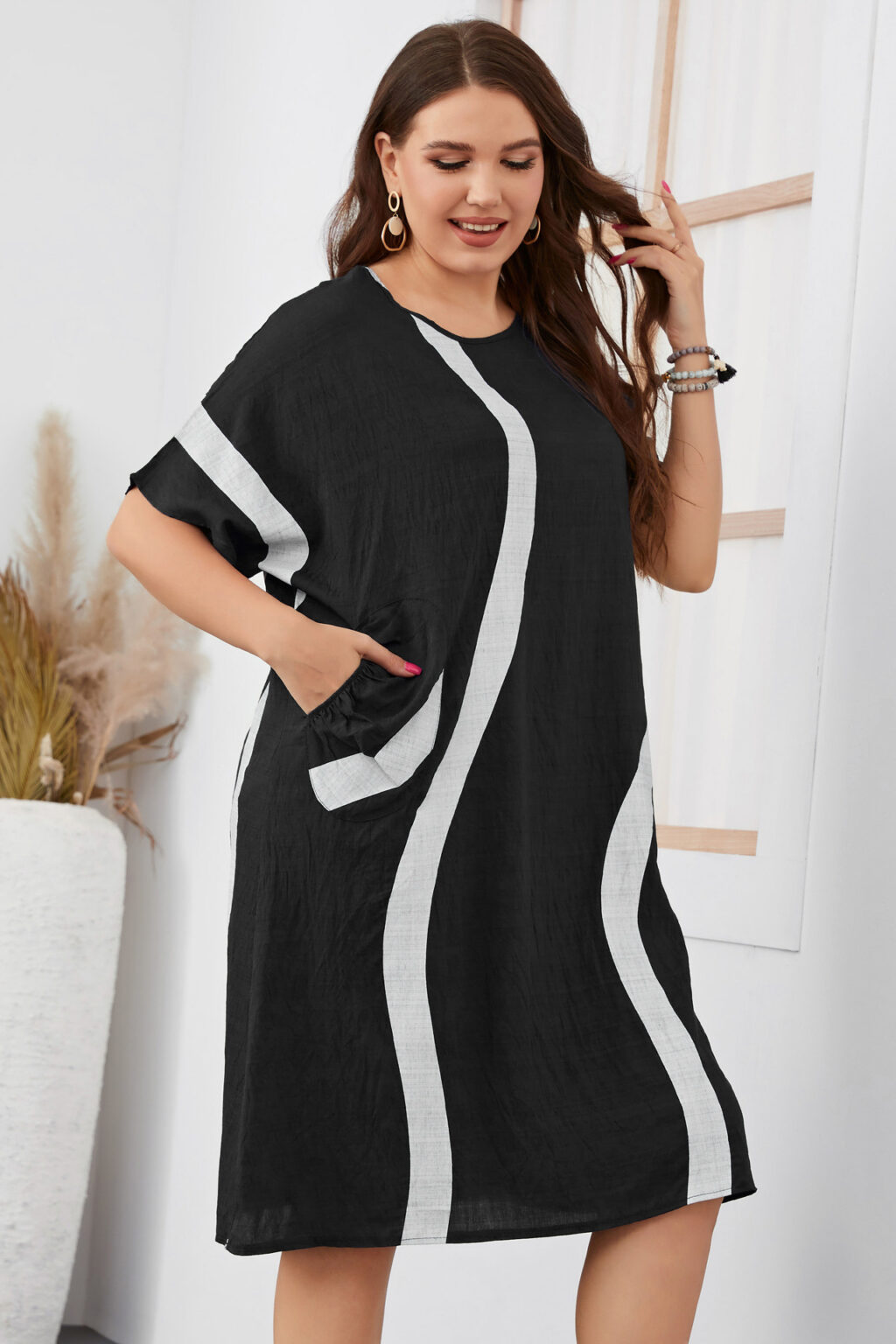 Plus Size  Girls Short Sleeve Loose Dress Summer Women Clothes