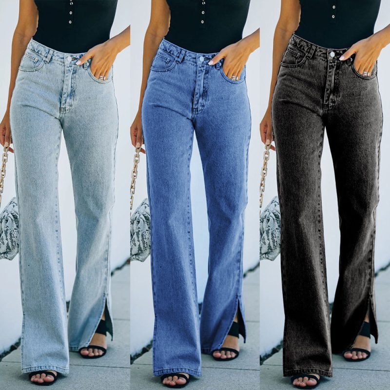 Autumn Washed Split Internet Celebrity Strict Selection Mid-Waist Wish Denim Pants Casual Pants - Image 5