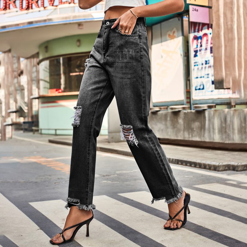 Summer Denim Ripped Trousers Internet Celebrity Women Clothes Casual Pants - Image 2