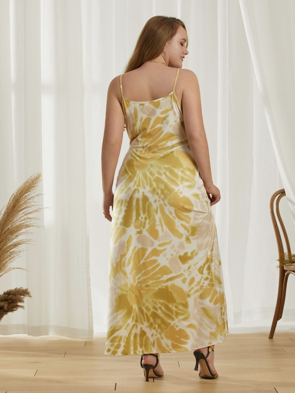 Plus Size Sundress  Sexy V Neck Spaghetti Strap Floral Print Pocket Dress - Image 4
