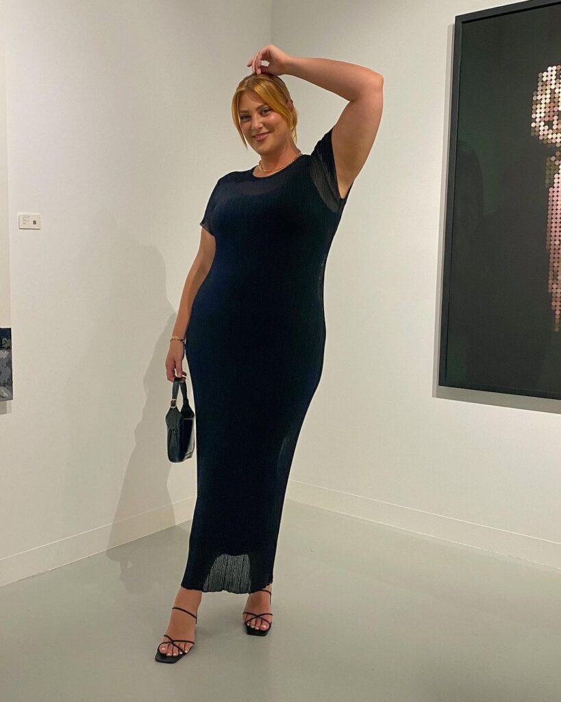 See Through Knitted Dress Casual Waist Tight Round Neck Big Pit Stripe Slimming Knitted Maxi Dress Women - Image 3