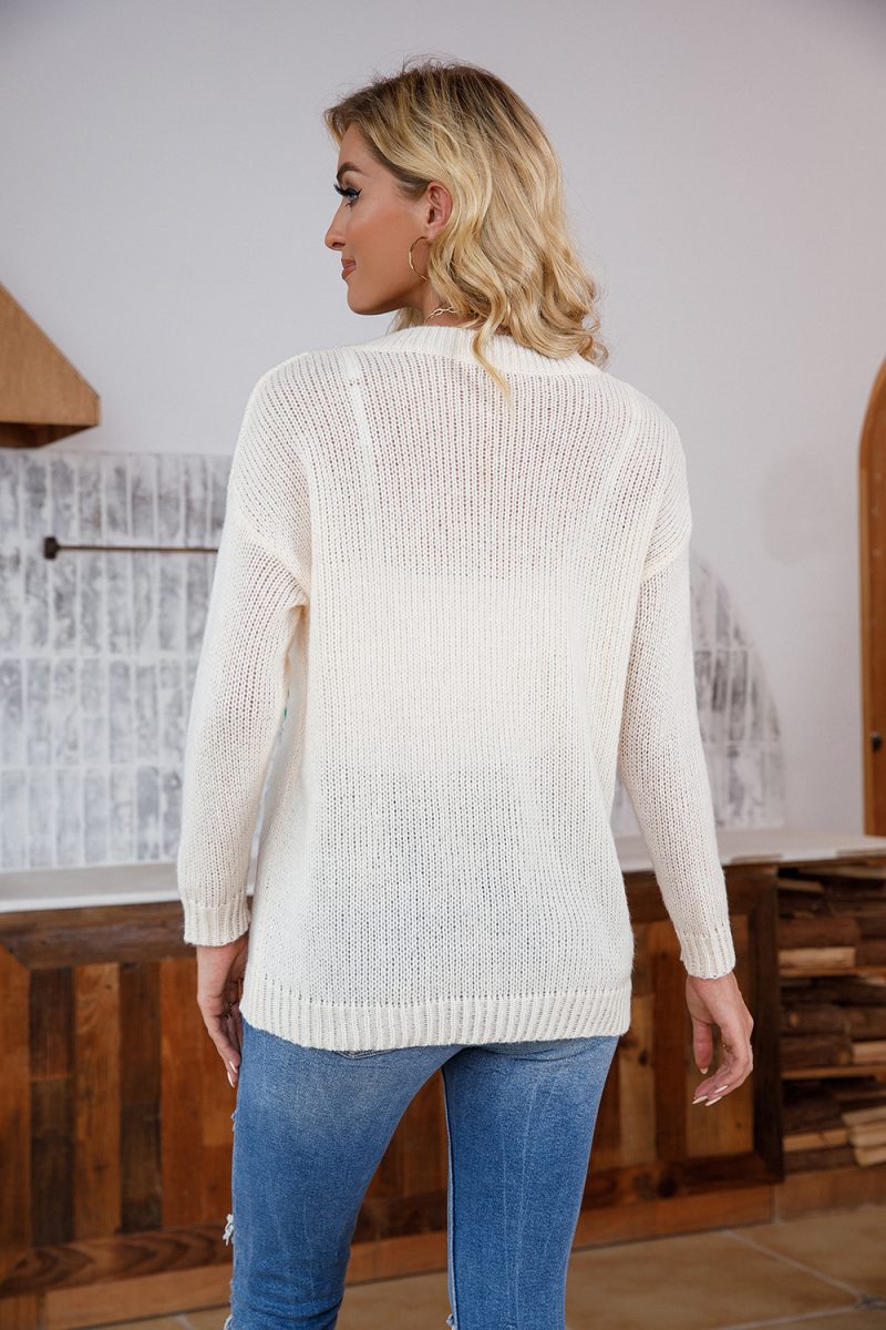 Popular Urban Casual Loose Pullover Multicolor Long-Sleeved Sweater round Neck Crochet All-Matching Clothing - Image 5
