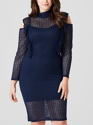 Plus Size Women Clothes Lace Slim Fit Patchwork Sheath Dress