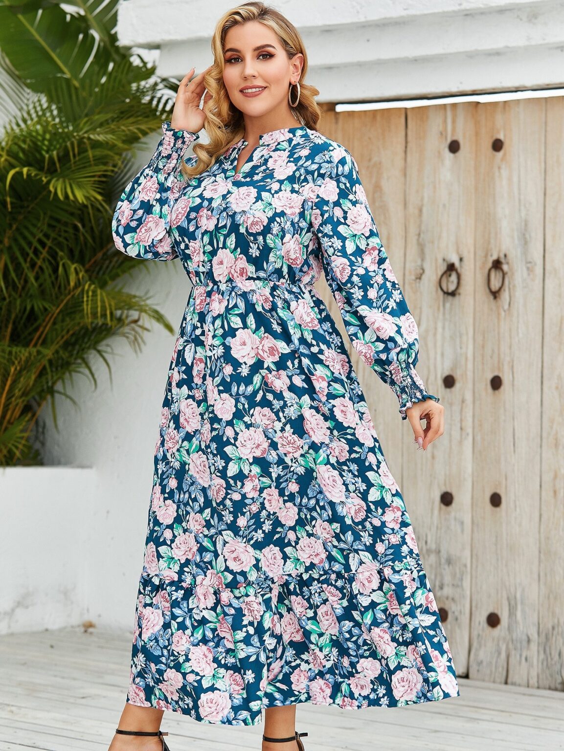 Plus Size Women Clothing Arrival Best-Selling Loose Stylish Long Sleeves Dress - Image 3