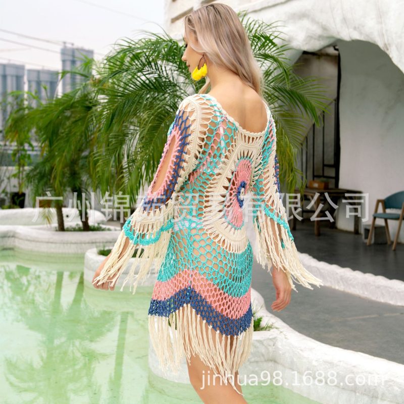 Direct Hollow Out Cutout Beach Dress Women's Beach Cover-up Bohemian Bikini Sunscreen Overclothes - Image 2