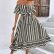 Self Developed Dress off Shoulder High Waist Lace up Casual Striped Plaid