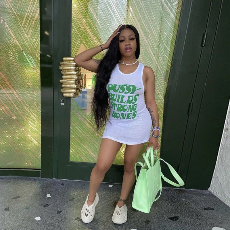 Women Clothing Summer Sleeveless Hollow Out Cutout Letter Graphic Sheath Dress for Women - Image 4