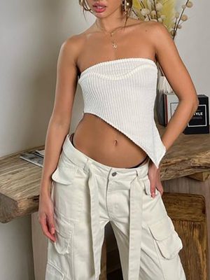 Summer Camisole Women Wrapped Chest Slim Fit Elastic Stitching Tube Top Bottoming Oblique Short Top