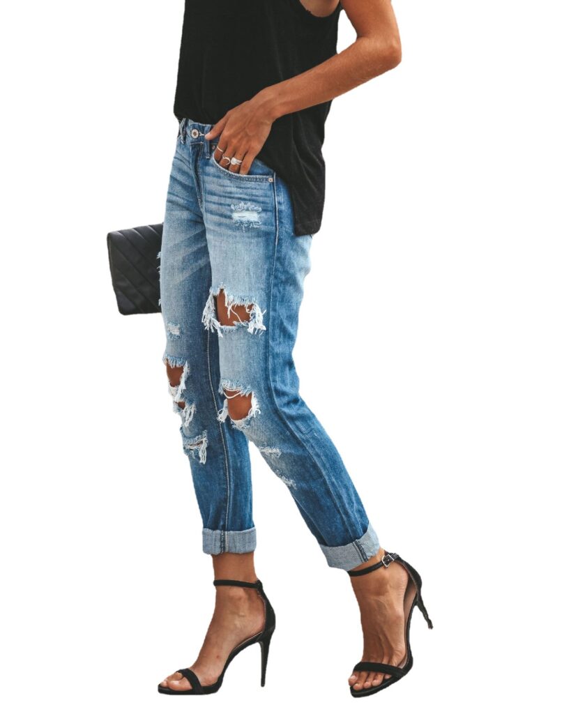 Summer Casual Washed Ripped Straight Street Jeans for Women - Image 4