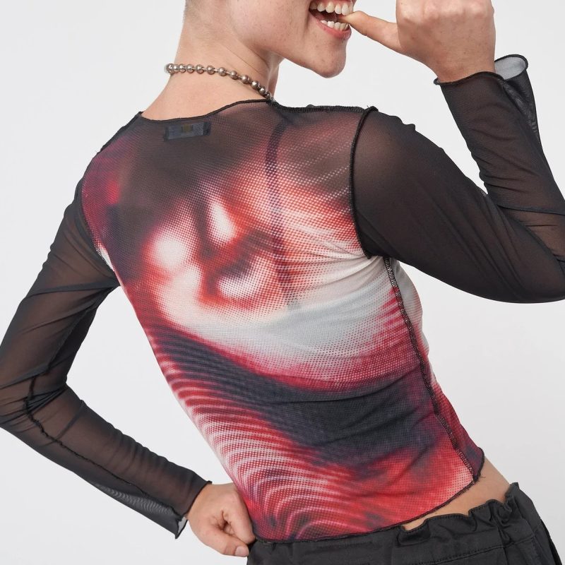 Autumn round Neck Slim Fit Contrast Colors T shirt Women Clothing - Image 3