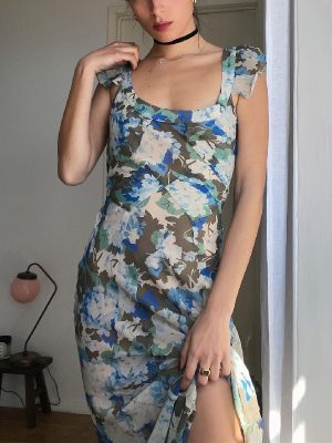 Women  Clothing Holiday Elegant Floral Slim-Fit Jumpsuit Maxi Dress