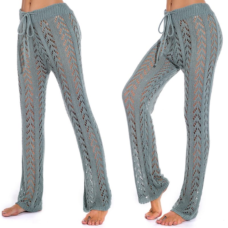 Arrival Hollow Out Hollow Out Cutout out Hand Crochet Loose Wide Trousers Vacation Beach Pants Trousers - Image 2