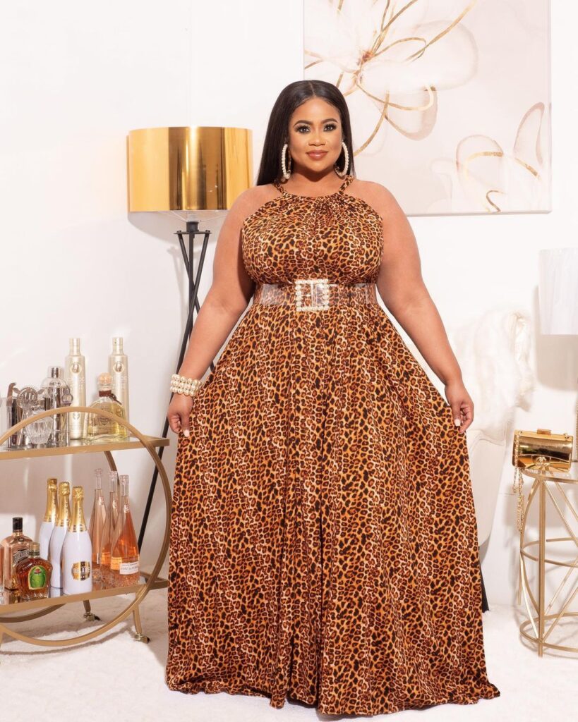 Plus Size Summer Popular Leopard Print Halter Backless  Dress - Image 3