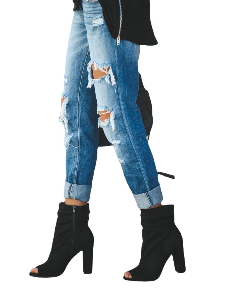 Summer Casual Washed Ripped Straight Street Jeans for Women - Image 2