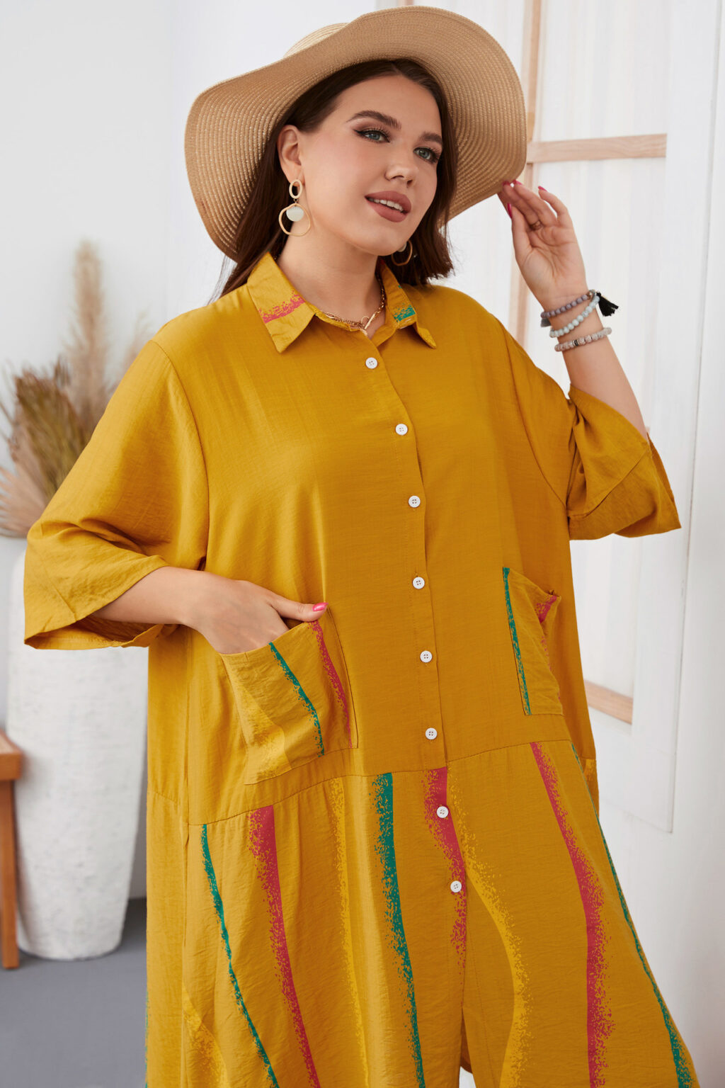 Plus Size Irregular Asymmetric Chubby Girl Dress Black Office Solid Color Woven Collared Women Half Sleeve Dress