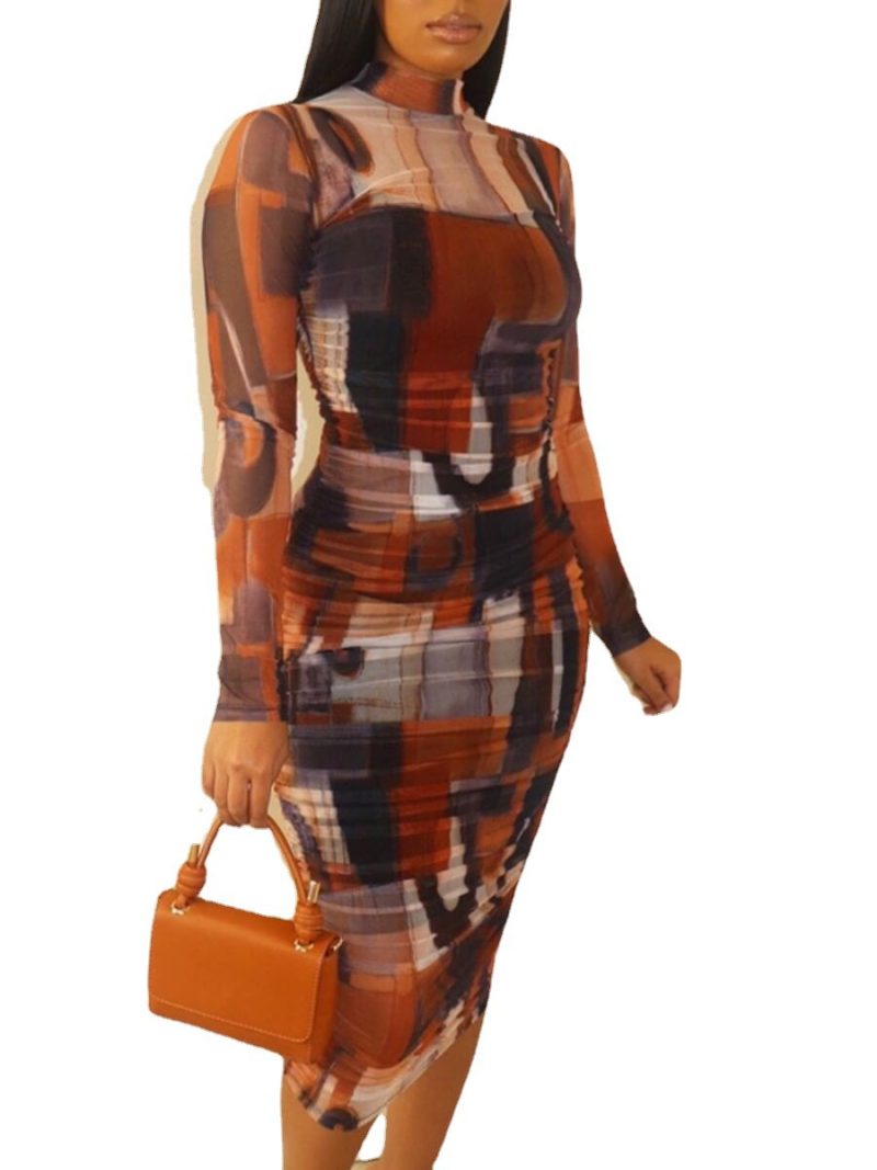 Plus Size Spring/Summer New  Long Sleeve Personalized Printed Hip Dress  Dress - Image 3