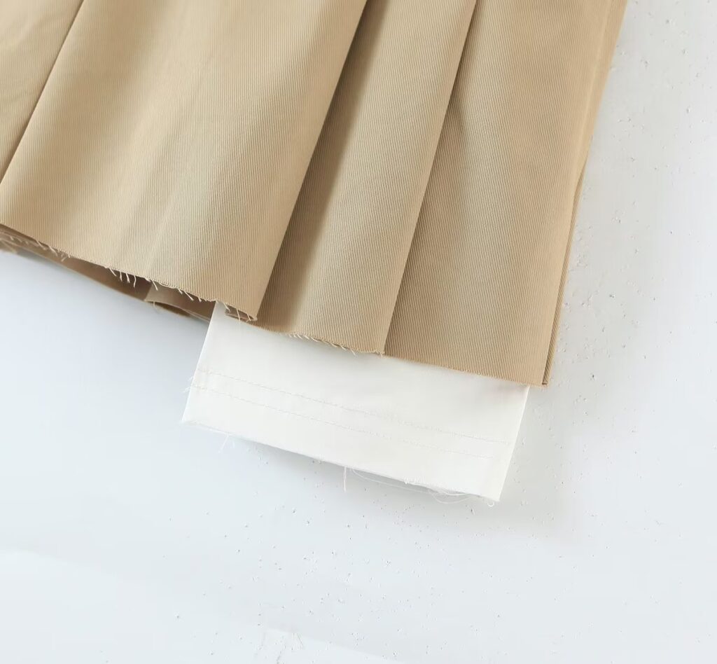 All Match High Waist Khaki Faux Two Piece A line Skirt Long Leg Hero Stitching Skirt with Belt - Image 3