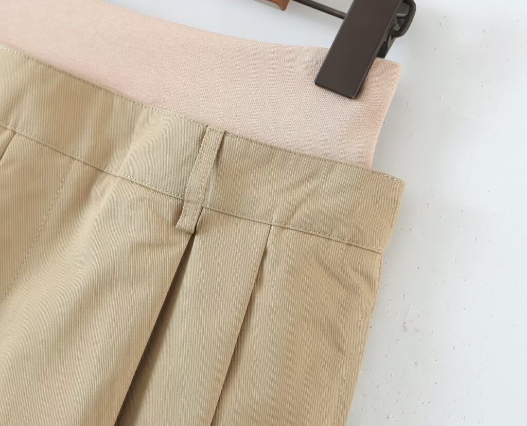 All Match High Waist Khaki Faux Two Piece A line Skirt Long Leg Hero Stitching Skirt with Belt - Image 5