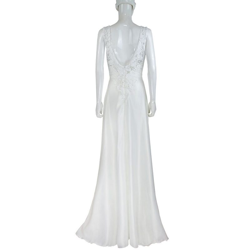 Wedding Women Clothing Women Solid Color Lace Splicing Sling Hollow Out Cutout Backless Dress Toast Dress Formal Dress - Image 4