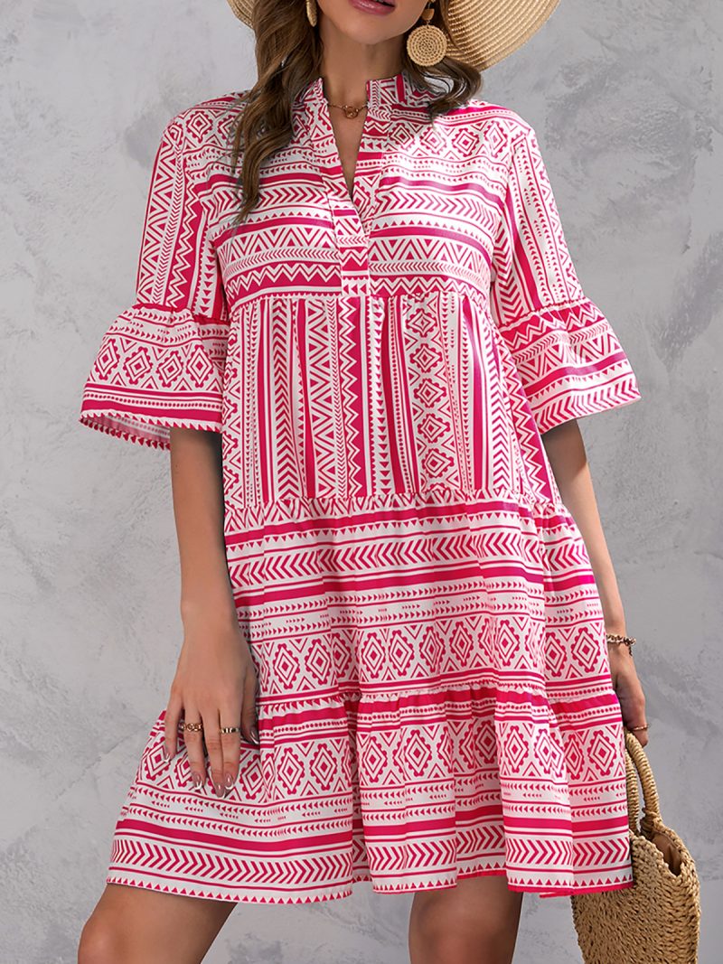 Women  Clothing Dress Summer Loose V neck Casual Short Women Clothing - Image 4