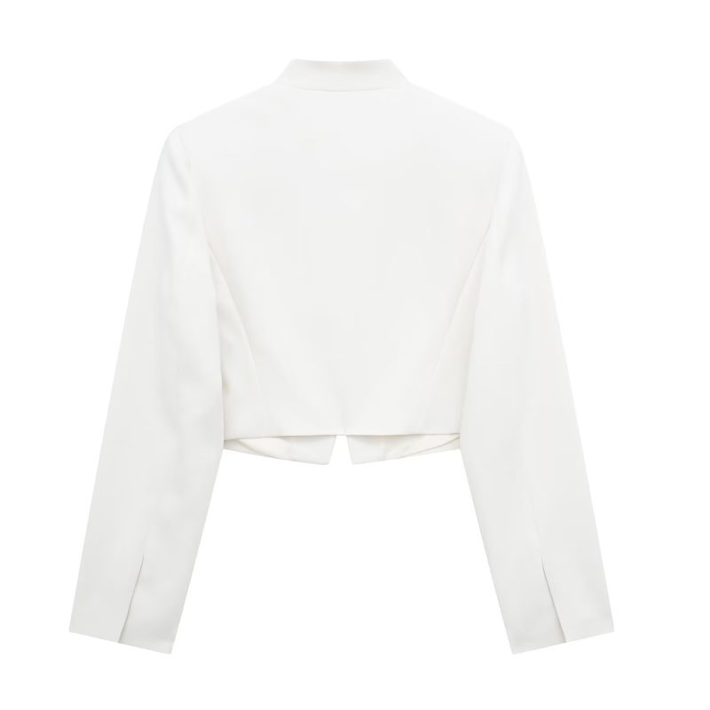 Women Solid Pocket Short Blazer Elegant - Image 2