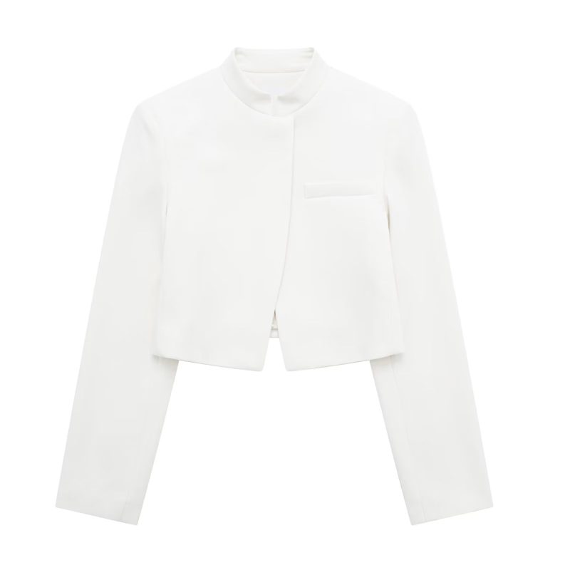 Women Solid Pocket Short Blazer Elegant - Image 3