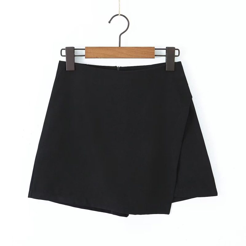 Spring Summer High Waist Slimming Hip Skirt Skirt Slit on Both Sides Ultra Short Wrapped Skirt - Image 3