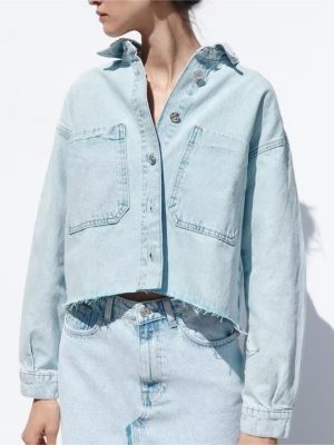 Spring Women Clothing Urban Casual   Short Denim Jacket Coat