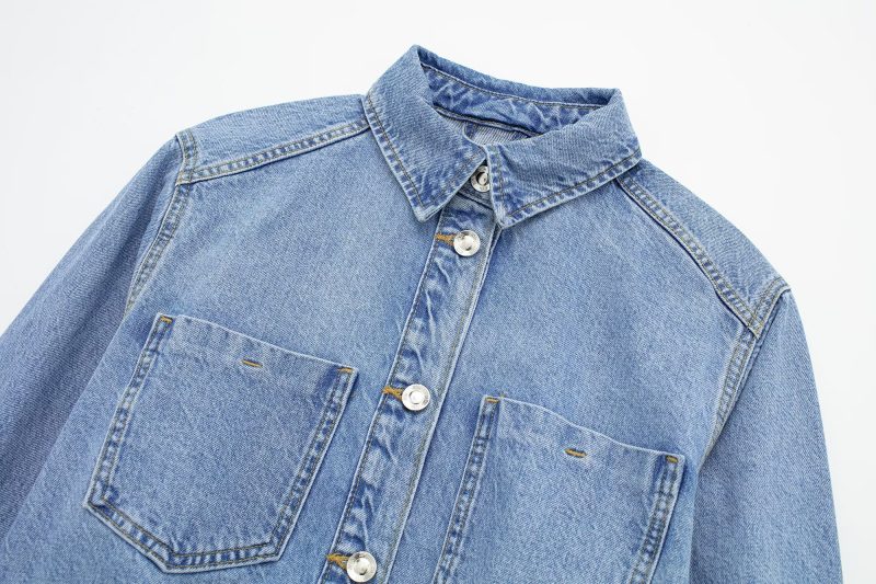 Summer Women  Short Denim Jacket Coat Mid Length Skirt Set - Image 4