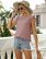 Summer Women Clothing Flying Sleeves Pleated Patchwork Round Neck Eyelet T Shirt
