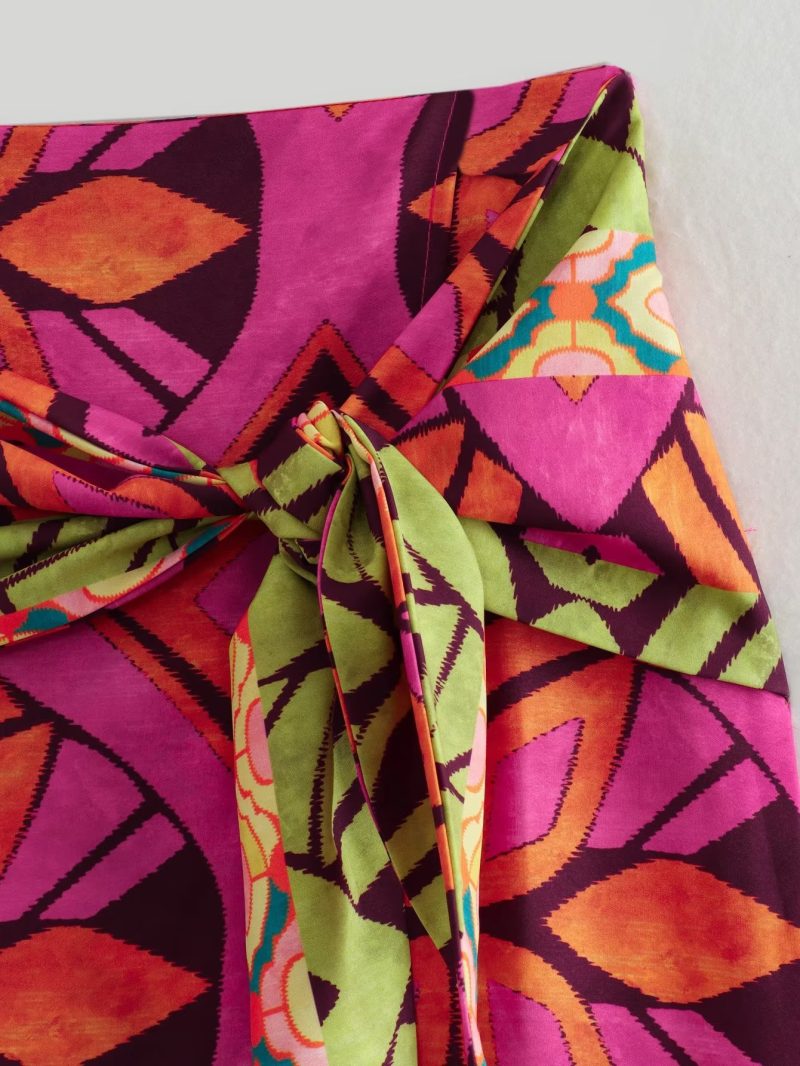 Women Summer Asymmetric Print Top Set - Image 11