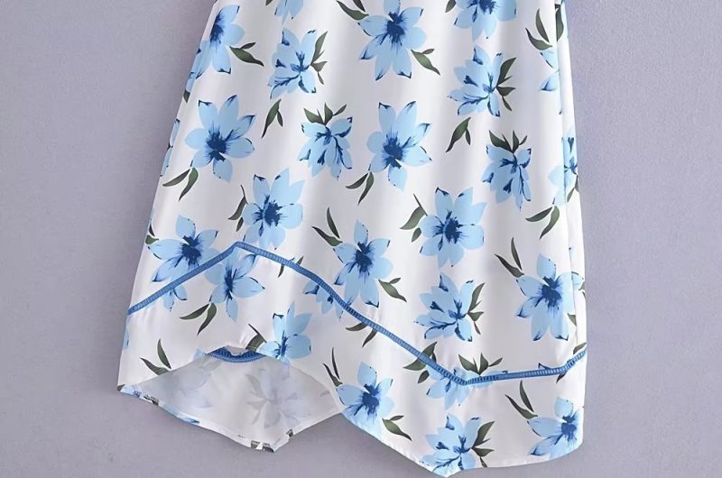 Summer Women Wear Printed Sleeveless Cold Shoulder Ribbon Stitching Irregular Asymmetric Hem Dress Boho Summer Outfits - Image 8